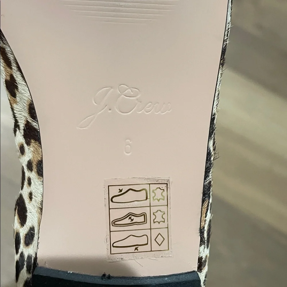 J. Crew Anya Scrunchie Ballet Flats in Calf Hair Size 6 Leopard Print